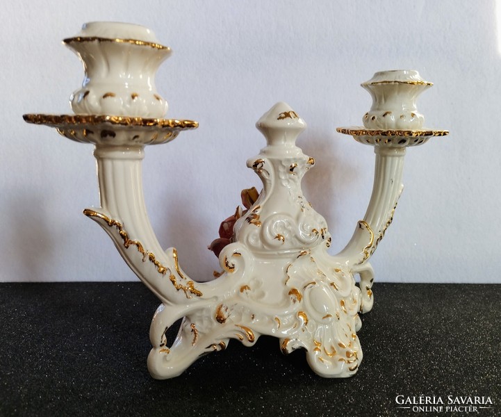 Italian Bassano baroque porcelain candle holder