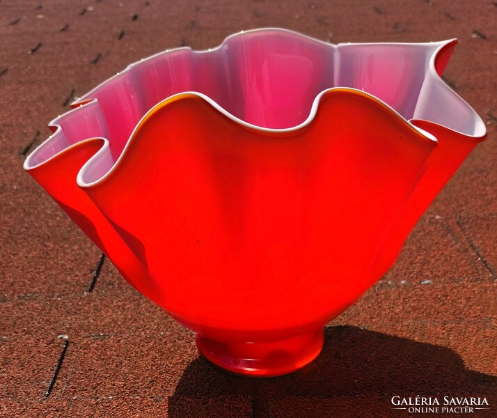 Fabio Caseli Gyönyörű Rubin vörös Fújt üveg Asztalközép
