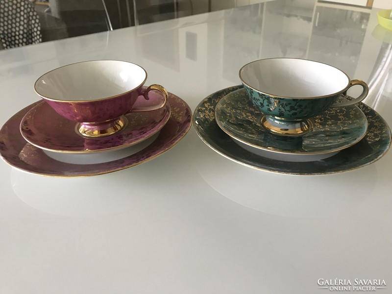 Antik osztrák porcelán reggeliző szett kétféle színben Eigl Porzellan