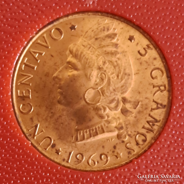 Fao. Dominican Republic 1969. 1Centimos, bronze, with certificate (101)