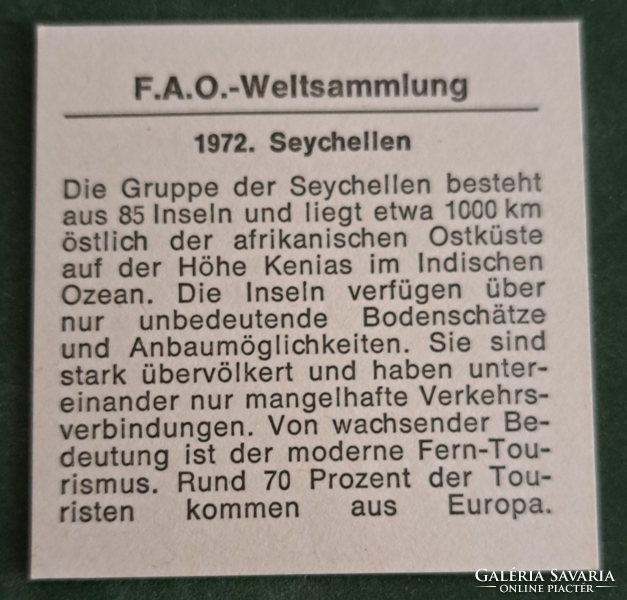 Seychelle-szigetek FAO 5 cent 1972., tanúsítvánnyal (201)