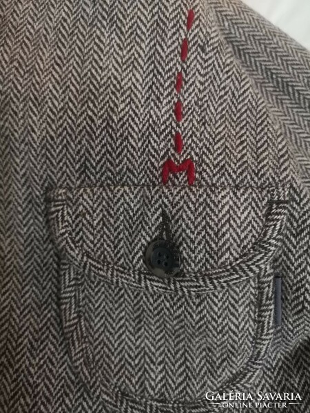 More&More 152-es tweed spencer, rövid blézer, halszálka mintás gyapjú szövet, kiskabát