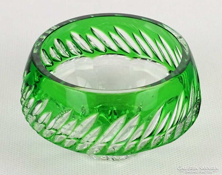 1O254 Kétrétegű zöld csiszolt kristály gyűrűtartó tál