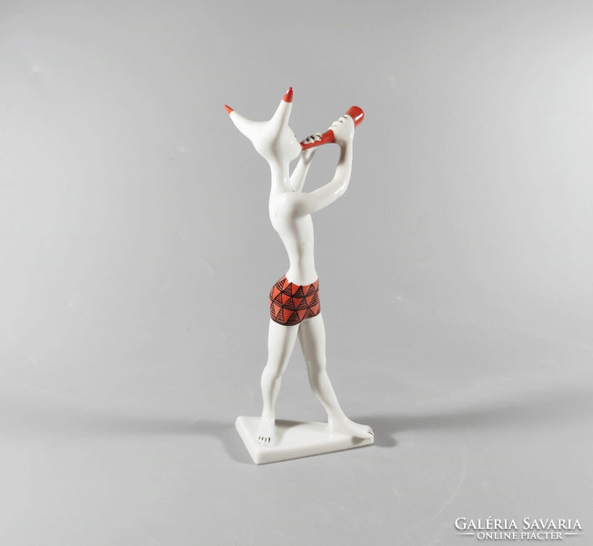 Kőbánya art deco minotaur, antique hand-painted porcelain figure 18.7 Cm, flawless! (J354)