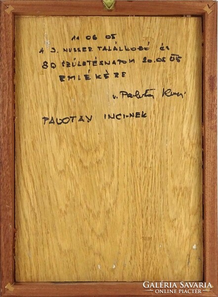 1O184 Palotay jelzett intarziakép 37 x 27 cm