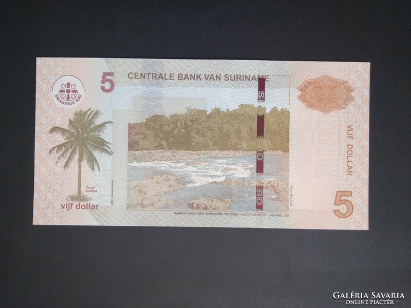Suriname 5 Dollar 2012 Unc