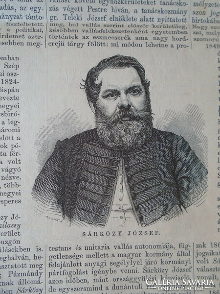 S0565  Sárközy József - Rév-Komárom 1802-1867  -  fametszet és cikk -1867-es újság  címlapja