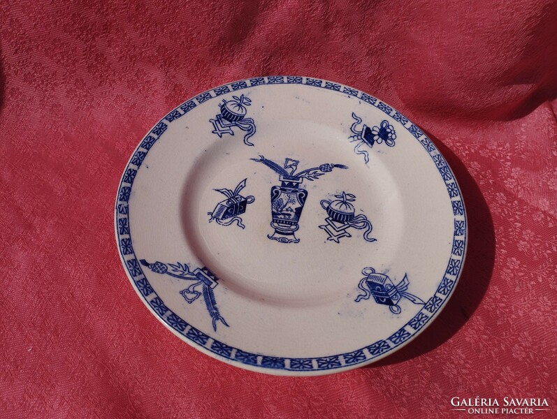 Antik Holland porcelán talpas tányér, gyűrűs tányér