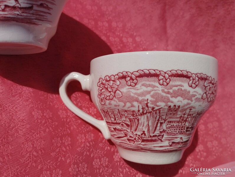 English scenic porcelain coffee cup, 2 pieces