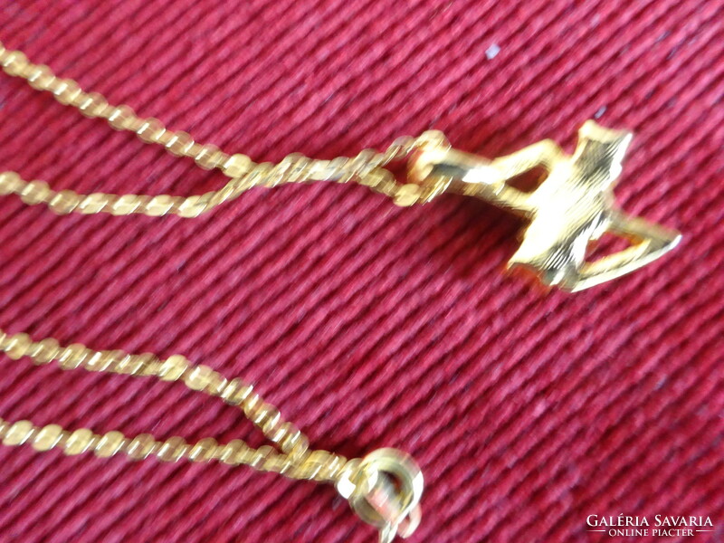 Gold-plated necklace from the 70s with a burgundy and white stone pendant. Jokai.