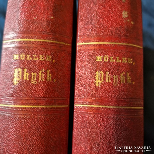 1858 Gothic letter j.H.J. Müller: lehrbuch der physik und meterologie i-ii.-Physics and meterology textbook