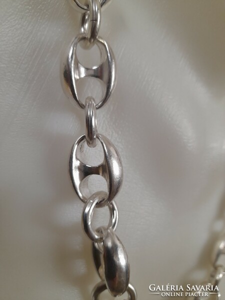 Silver 925 individually made unisex solid baraka. Barakka, ship chain necklace. 407 Grams.