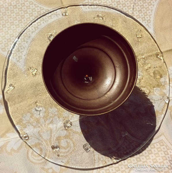 Licenta specta libis - bronztalpas üvegtál - tortatartó tál