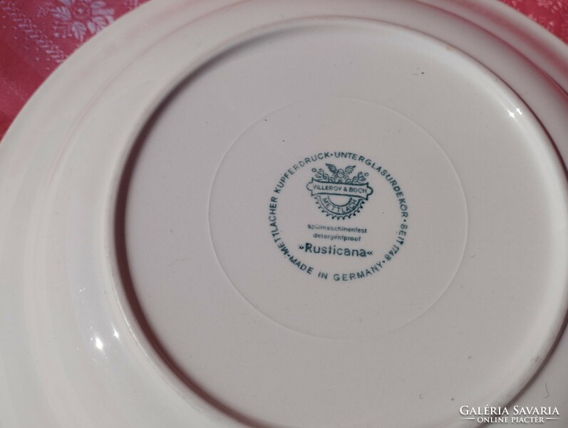 Antik angol jelenetes porcelán mély tányér, 2 darab