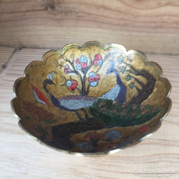 Peacock copper bowl