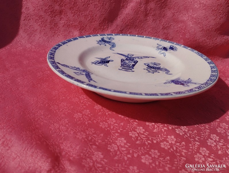 Antik Holland porcelán talpas tányér, gyűrűs tányér