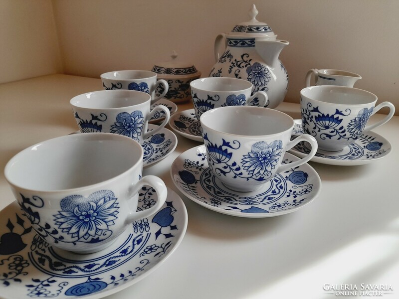 Cseh hagymamintás porcelán teás készlet, Bohemia Inglazed