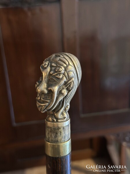 Walking stick with a special bronze handle