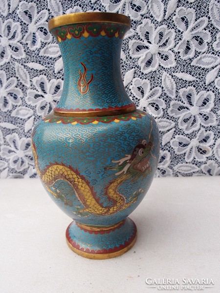 Fire enamel vase with dragons