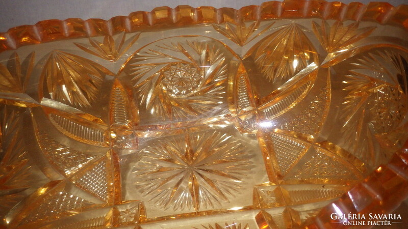 Beautiful boat-shaped peach-colored polished crystal ornament