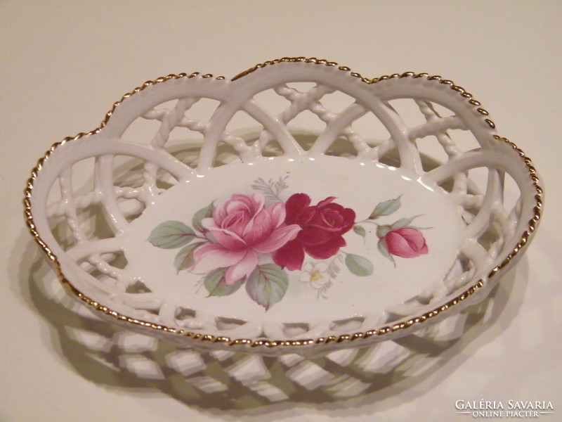 Mystic blue hungary openwork porcelain floral bowl