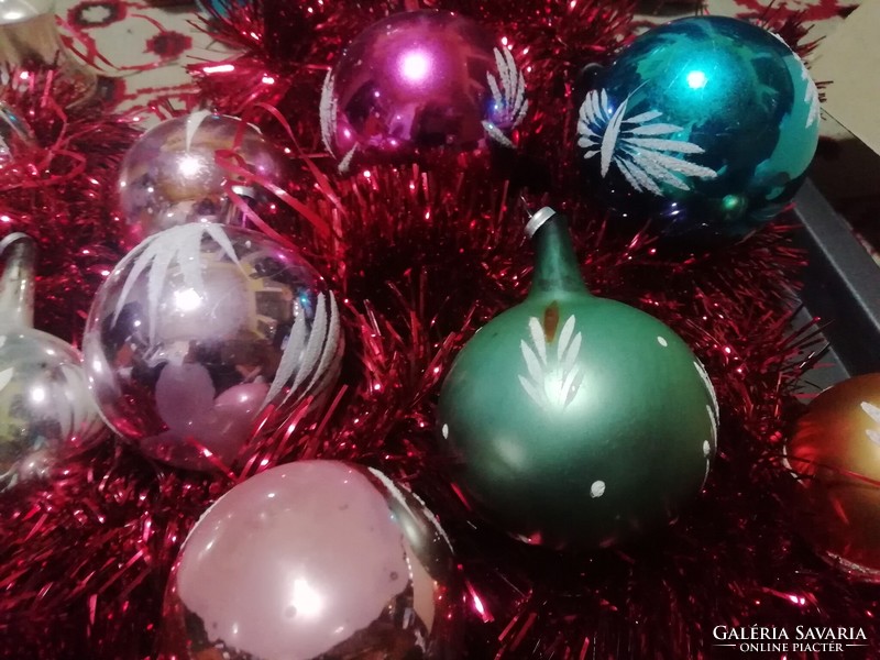 Antik karácsonyfa dísz üveg gömbök képeken látható állapotban