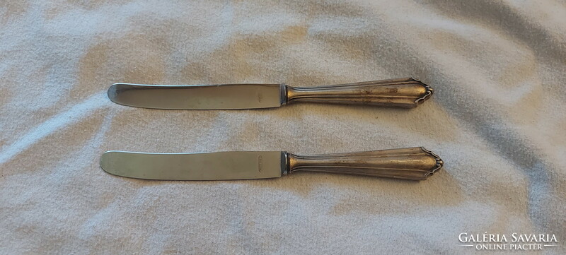 2 Art Deco silver knives (fineness 800)
