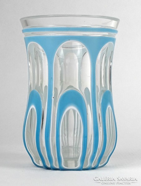 1O243 Régi hibátlan Biedermeier überfangos üveg pohár 11.5 cm