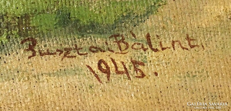 1O318 Pusztai Bálint : Baromfiudvar 1945 94.5 x 110.5 cm