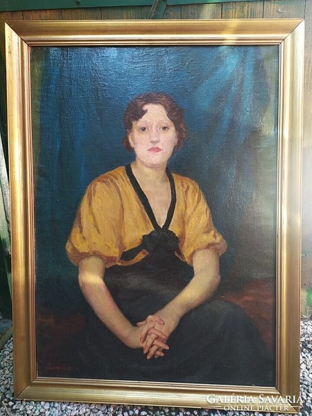 Vydai Brenner Nándor: női portré, olaj, vászon festmény, 102 x 77 cm