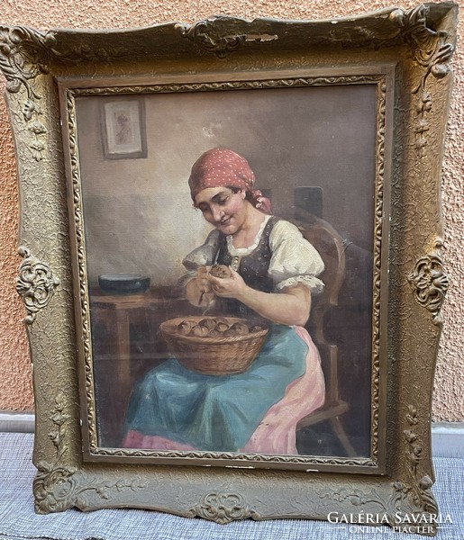 Zoltán Ott (1881-1946) - potato peeling woman