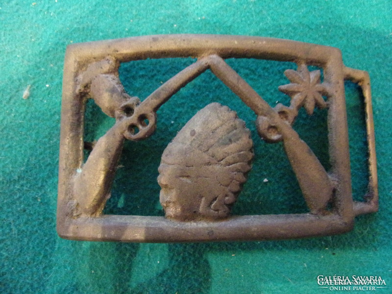 Native American head copper buckle 9x5.2 cm
