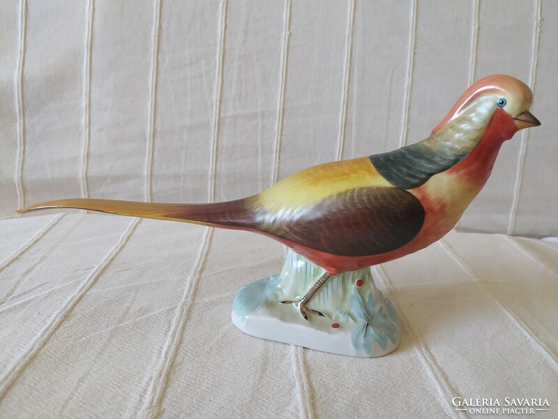 HERENDI: FÁCÁN NAGYMÉRETŰ PORCELÁN FIGURA, HIBÁTLAN, JELZETT, 33 CM