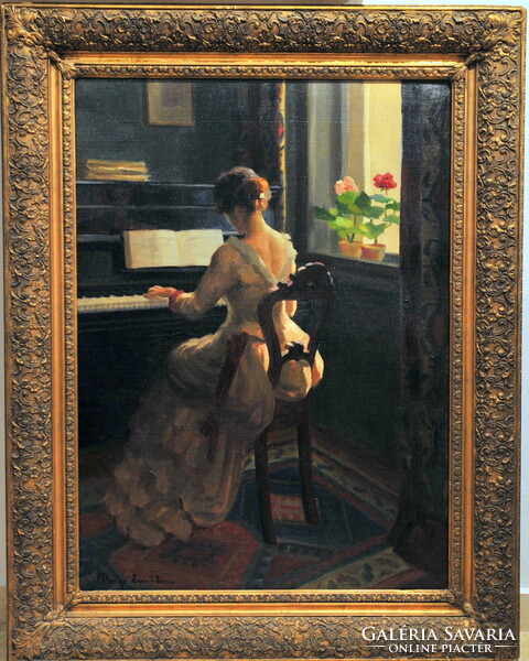 Emil Pap (1884-1955): lady playing the piano