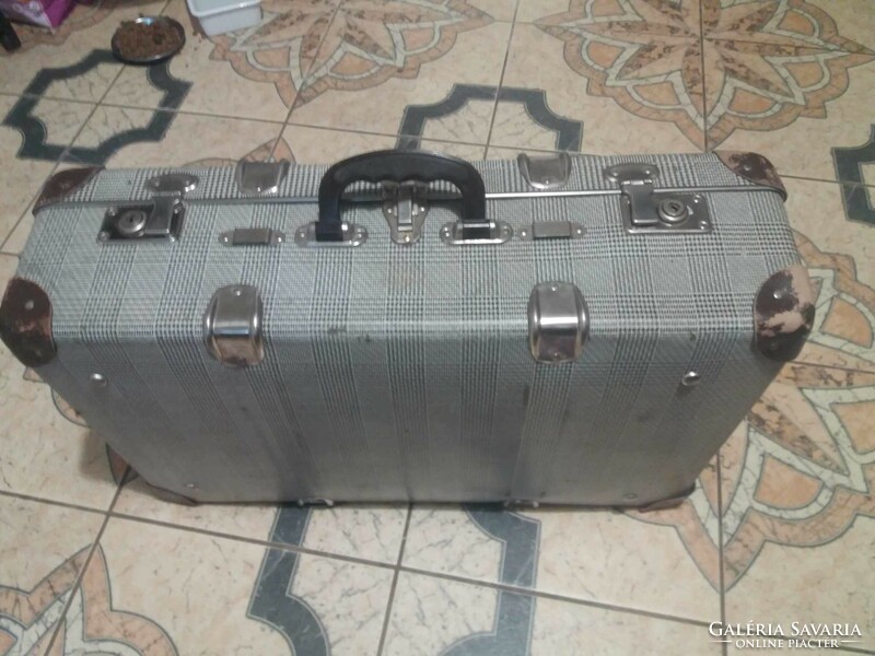 Old, retro, checkered travel suitcase, 60x38 cm