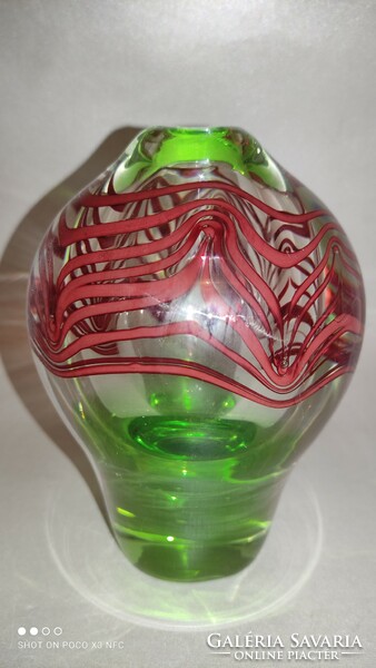 Vintage ritkaság Exbor Novybor  IVO ROZSIPAL üveg váza 1970-es évek