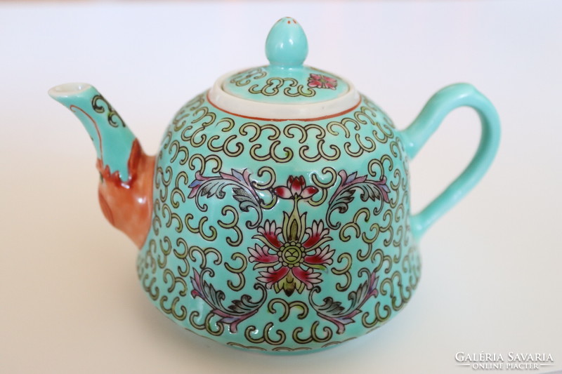 Famille rose wan shou wu jiang mammoth pattern teapot, jug