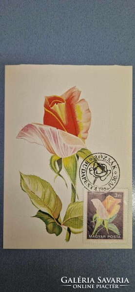 Postcard, 1982 iv.30. With Budapest stamp, roses invitation, 3 ft stamp.