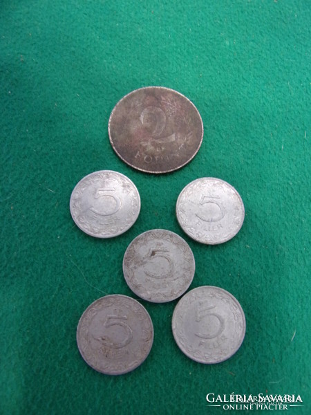 2 Forintos 1950-es és 5 db 5 filléres 57-61 közöttiek