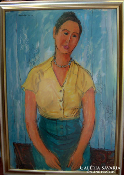 Vöröss Tibor (1911-1999) : Sárga blúzos nő