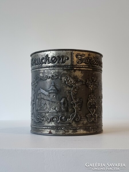 Antique Embossed Metal Biscuit Box - Ferdinand Wolff Nurnberger Lebkuchen