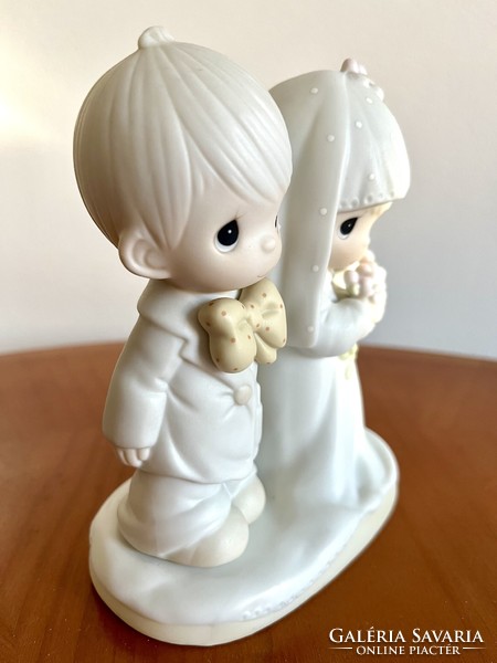 Jelzett amerikai porcelán figura menyasszony vőlegény esküvő