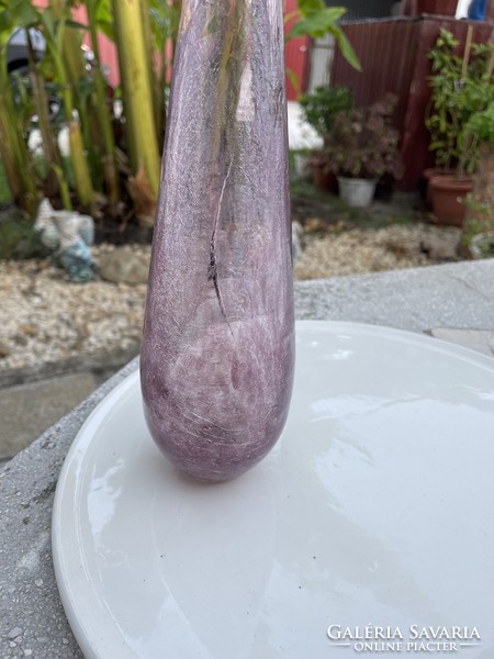 Retro ritkább lila váza repesztett Gyönyörű  Fátyolüveg fátyol karcagi berekfürdői üveg