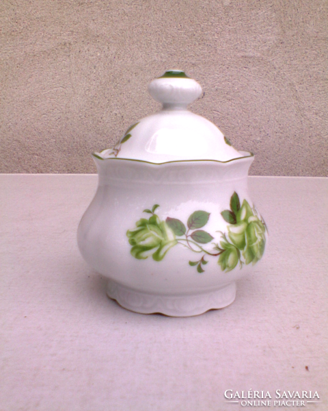Mitterteich zöld rózsás porcelán cukortartó