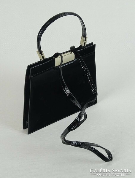 0W268 cango rinaldi black women's patent leather handbag