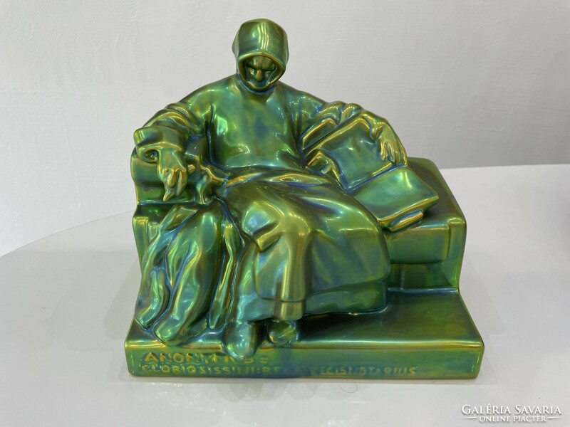 Zsolnay anonymous statue figure eosin medium size Miklós Ligeti