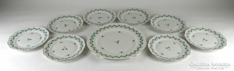 1O392 old flawless parsley pattern Herend porcelain cookie set 8 + 1 pieces