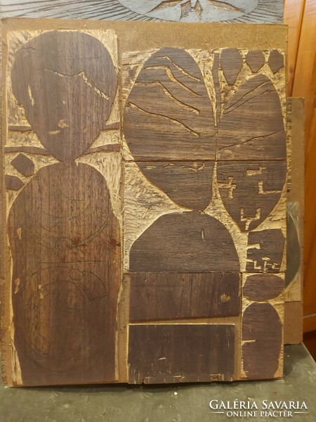 Diskay lenke (1924-1980), wooden block, size 45 x 36 cm