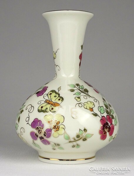 1O365 old butterfly butter colored Zsolnay porcelain vase 15 cm