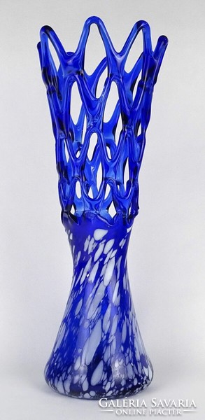 1O375 Kék-fehér fújt üveg váza művészi üveg váza 37.5 cm